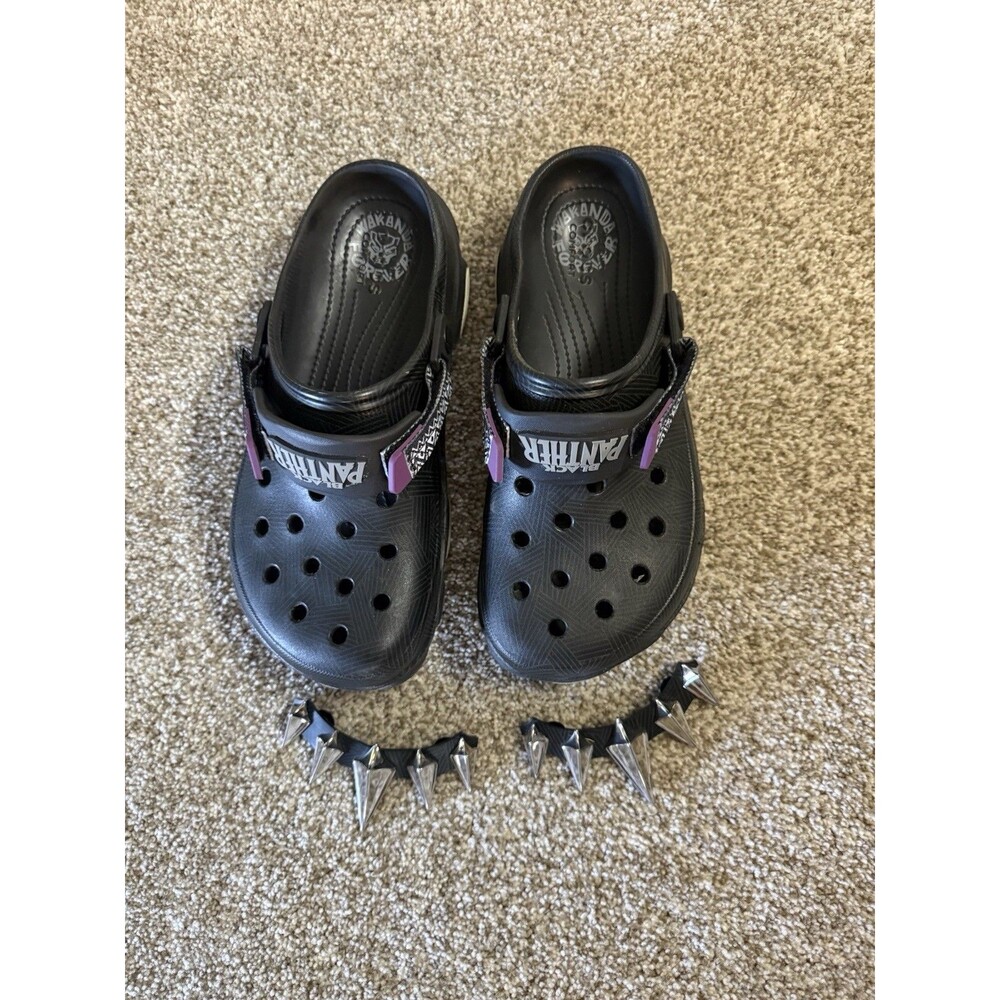 Crocs x Marvel Black Panther All Terrain Clogs M9 W11 Wakanda Forever Spikes